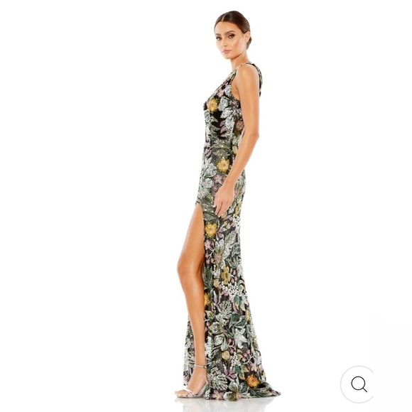 Mac Duggal EMBELLISHED FLORAL ONE SHOULDER GOWN size 12 NEW $698 - Picture 4 of 16